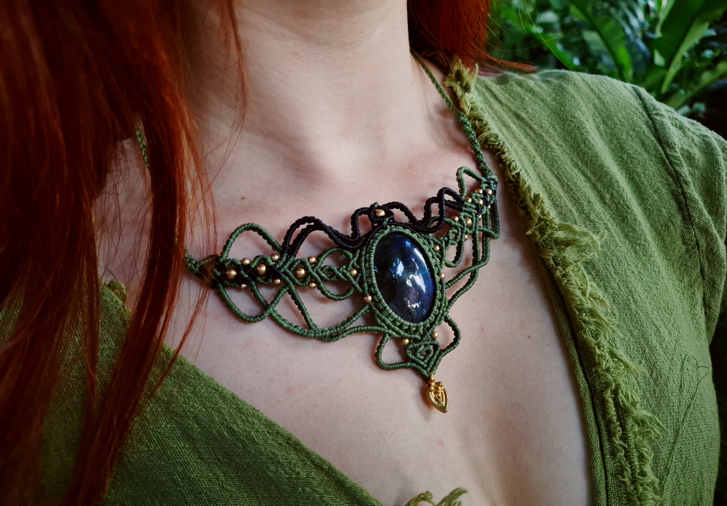 Makramee Kette mit Labradorit