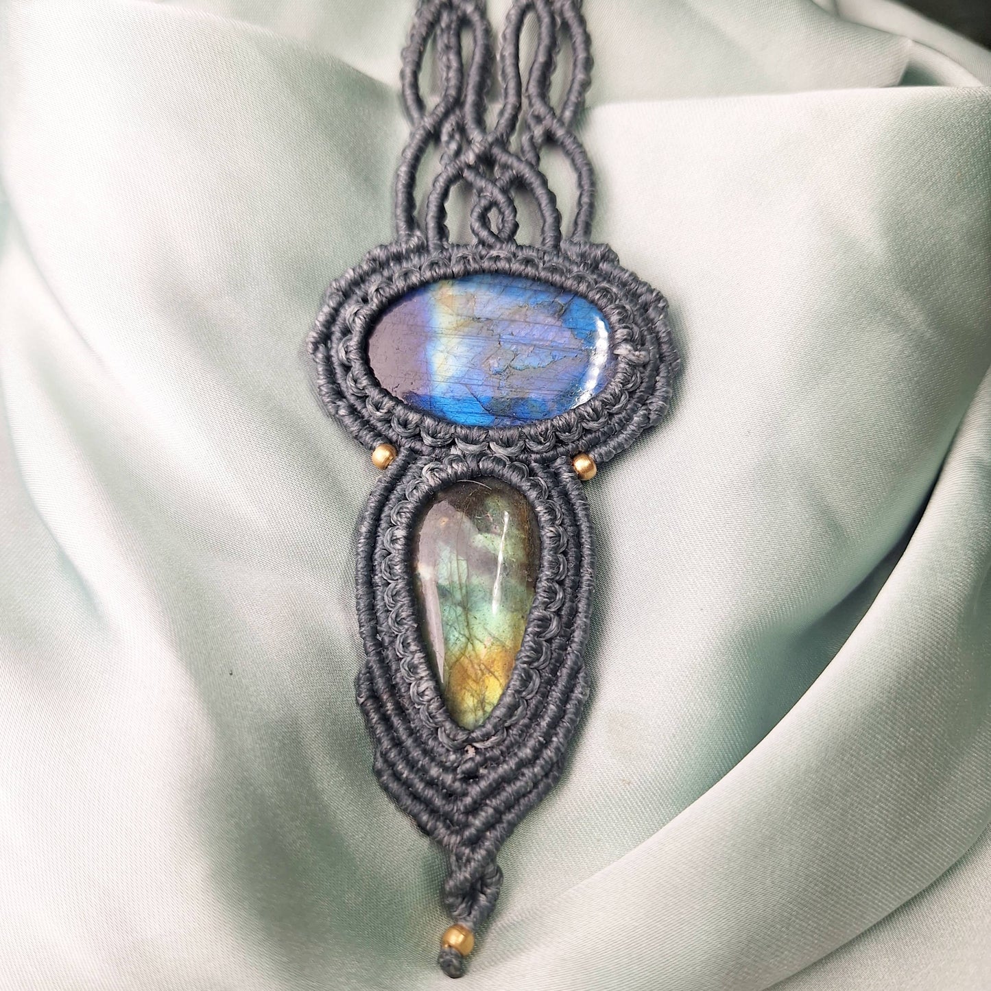 Makramee Kette mit Labradorit/ Boho Hippie Schmuck