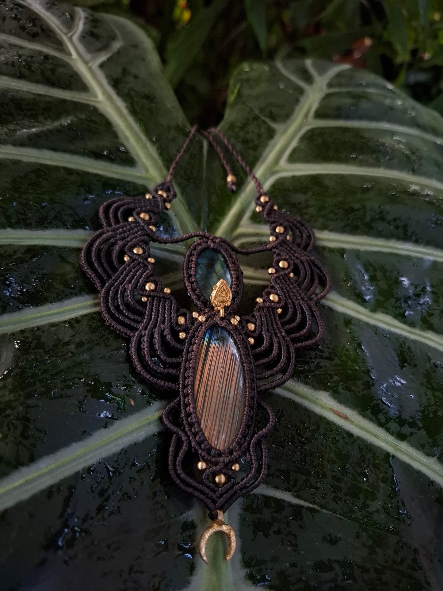 Makramee Kette mit Labradorit