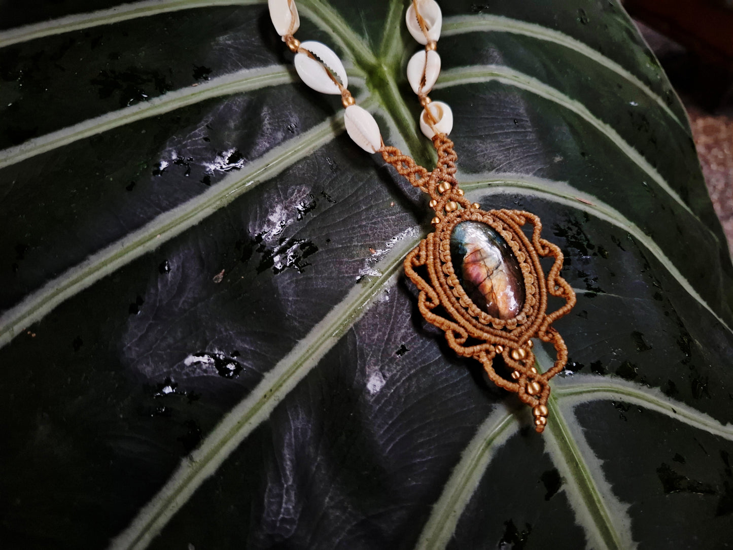 Makramee Kette mit Labradorit