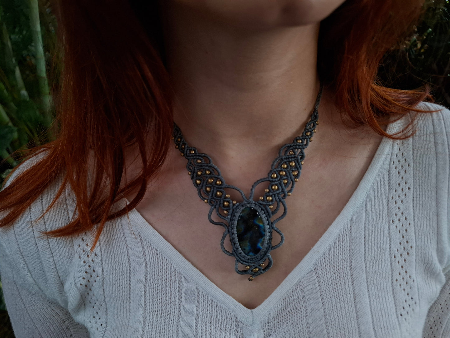 Makramee Kette mit Labradorit
