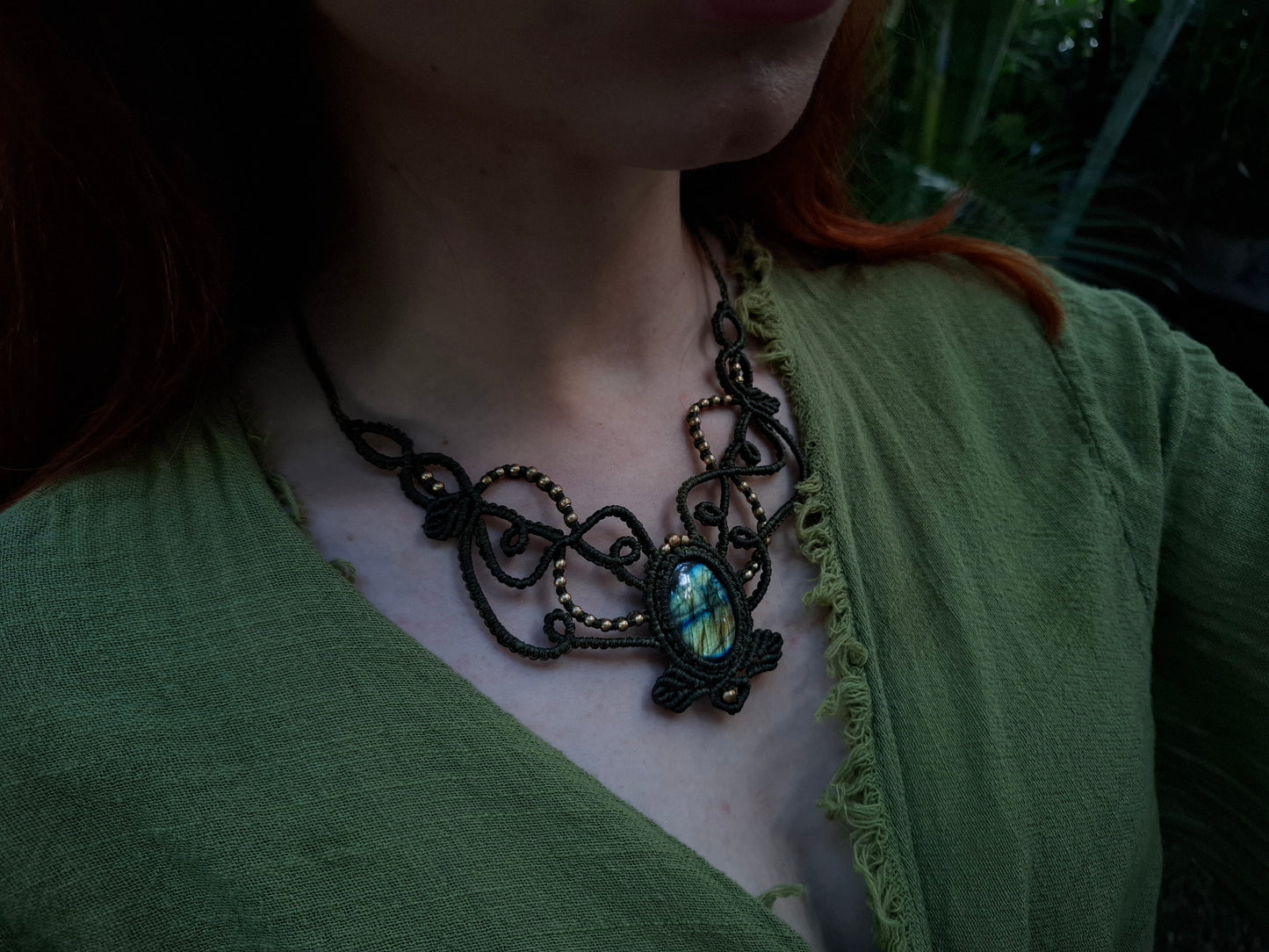 Makramee Kette mit Labradorit