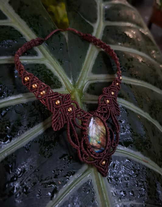 Makramee Kette mit Labradorit