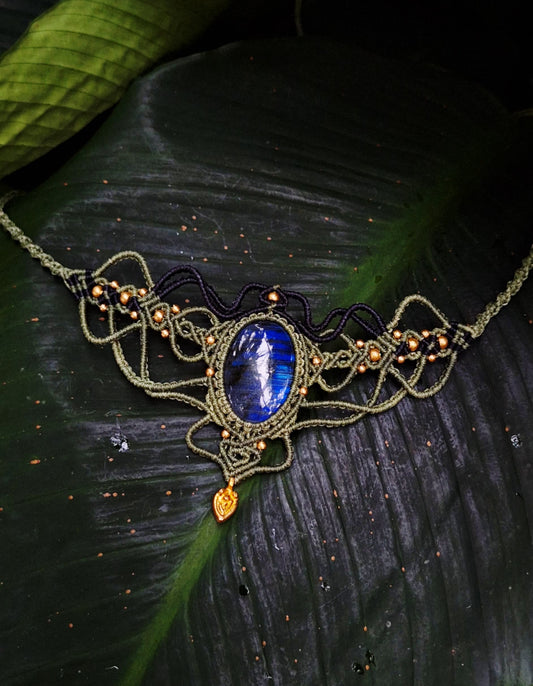 Makramee Kette mit Labradorit