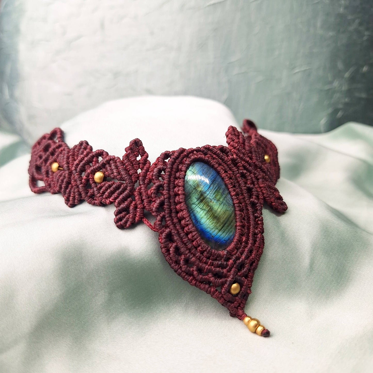 Makramee Kette mit Labradorit/ Boho Hippie Schmuck