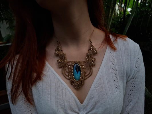 Makramee Kette mit Labradorit