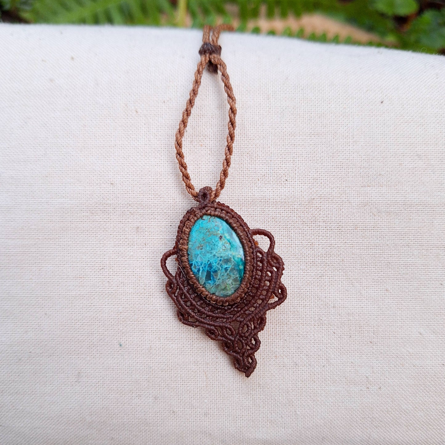 Ocean Oracle – Macramé Necklace with Chrysocolla