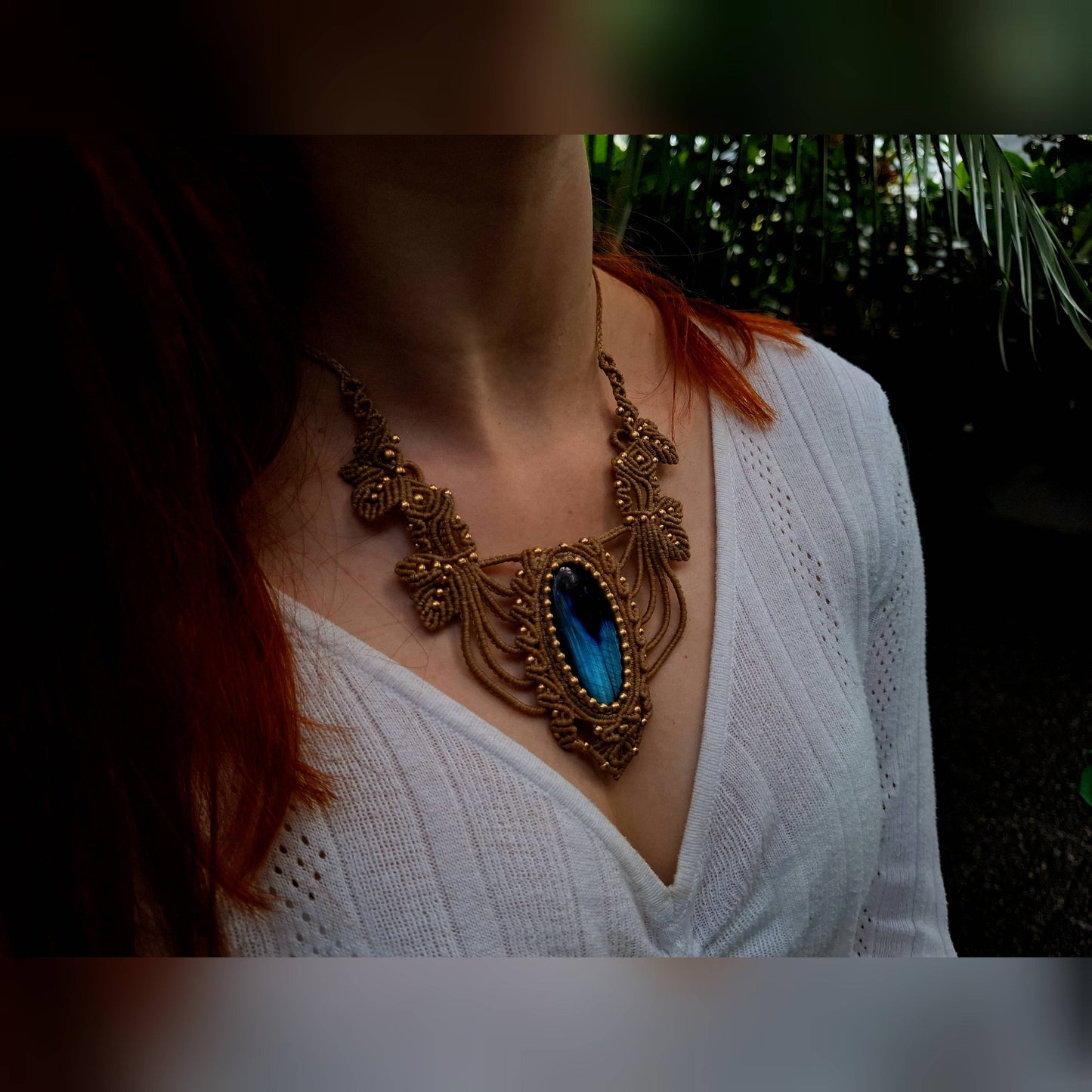 Azure Spirit – Macramé Necklace with Labradorite