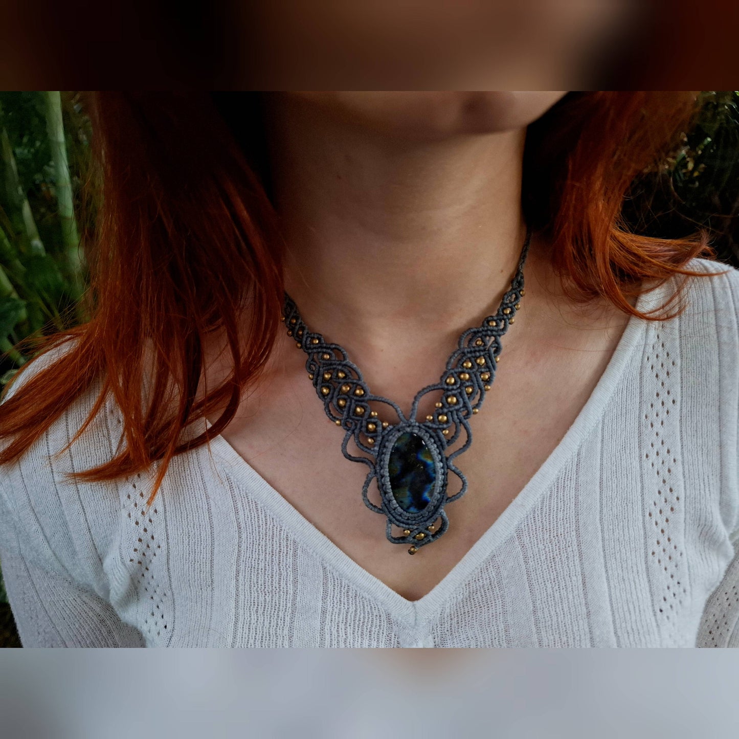 Moonveil – Macramé Necklace with Blue Labradorite