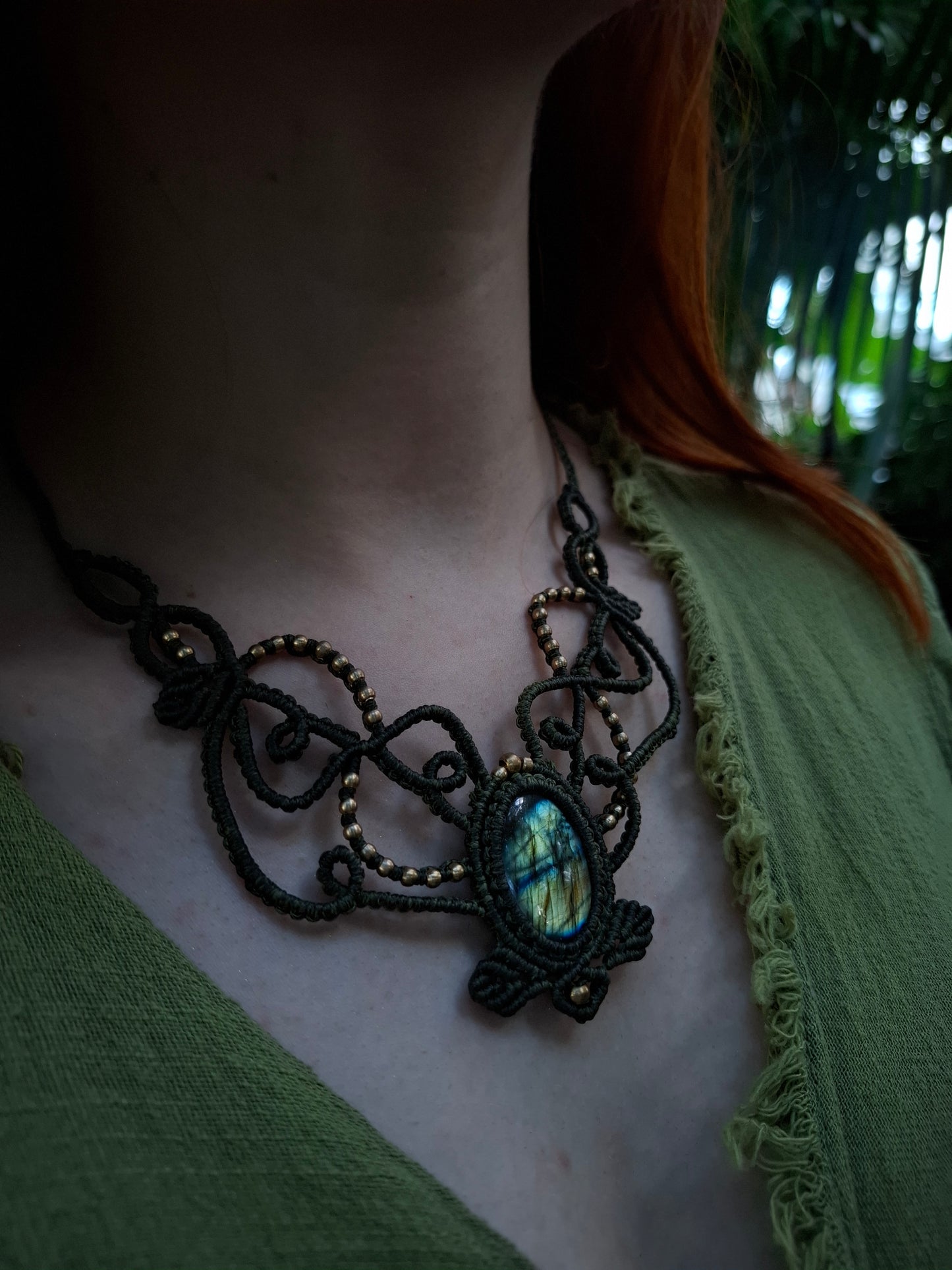 Makramee Kette mit Labradorit