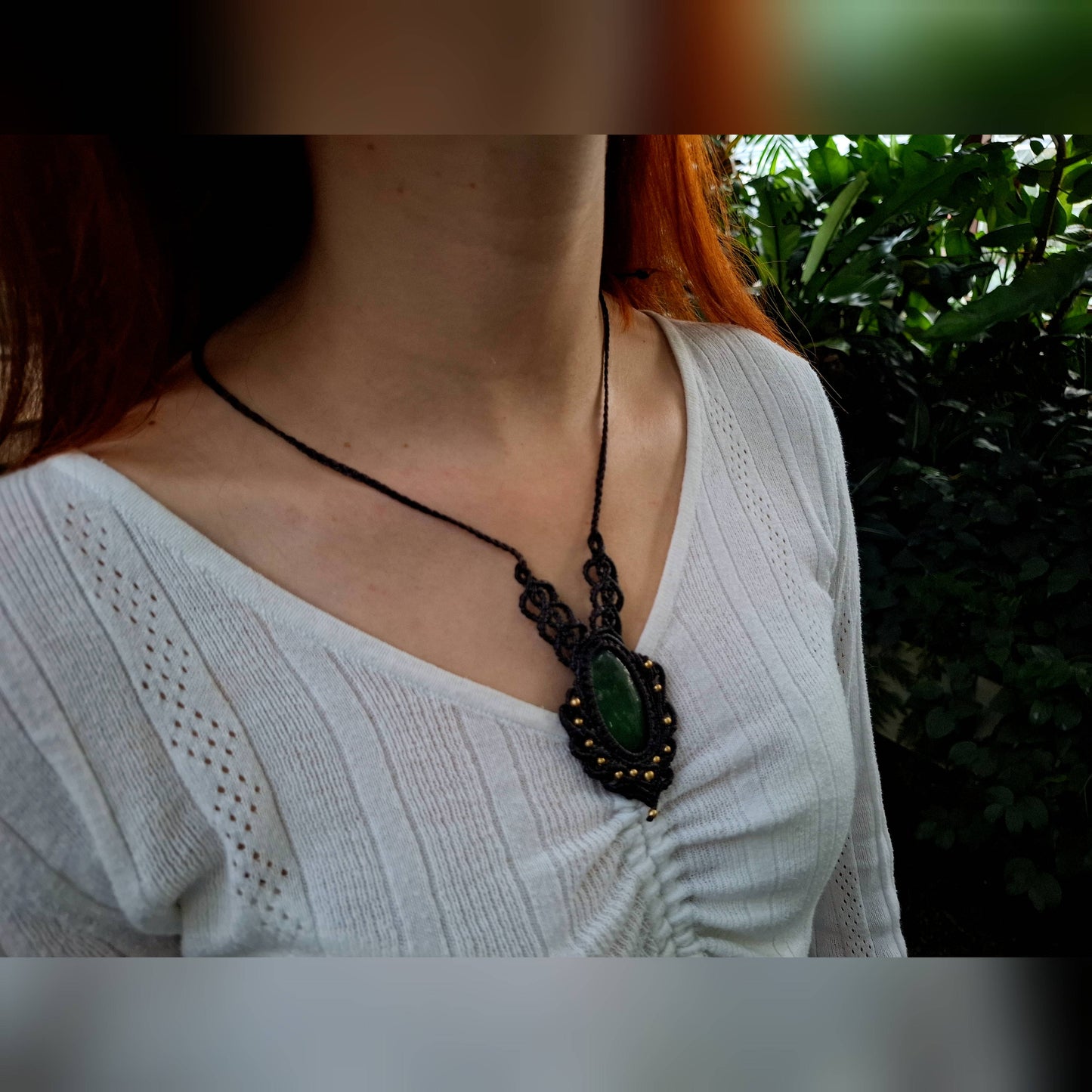 Forest Heart – Macramé Necklace with Green Aventurine