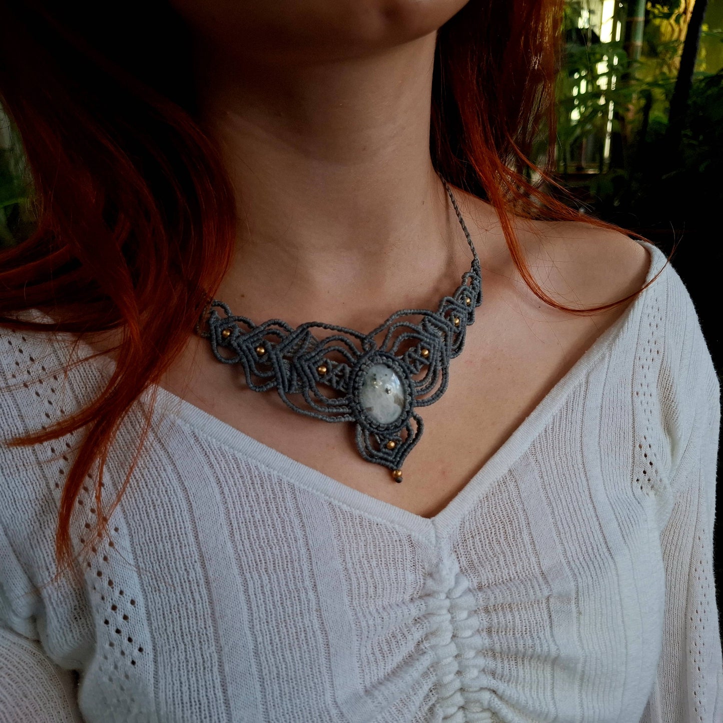 Moon Whisper – Macramé Necklace with Moonstone