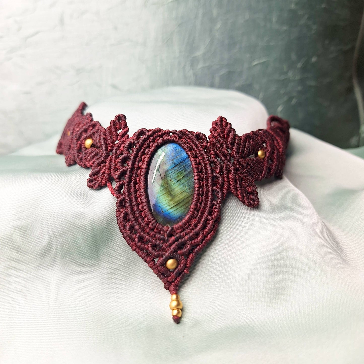 Makramee Kette mit Labradorit/ Boho Hippie Schmuck