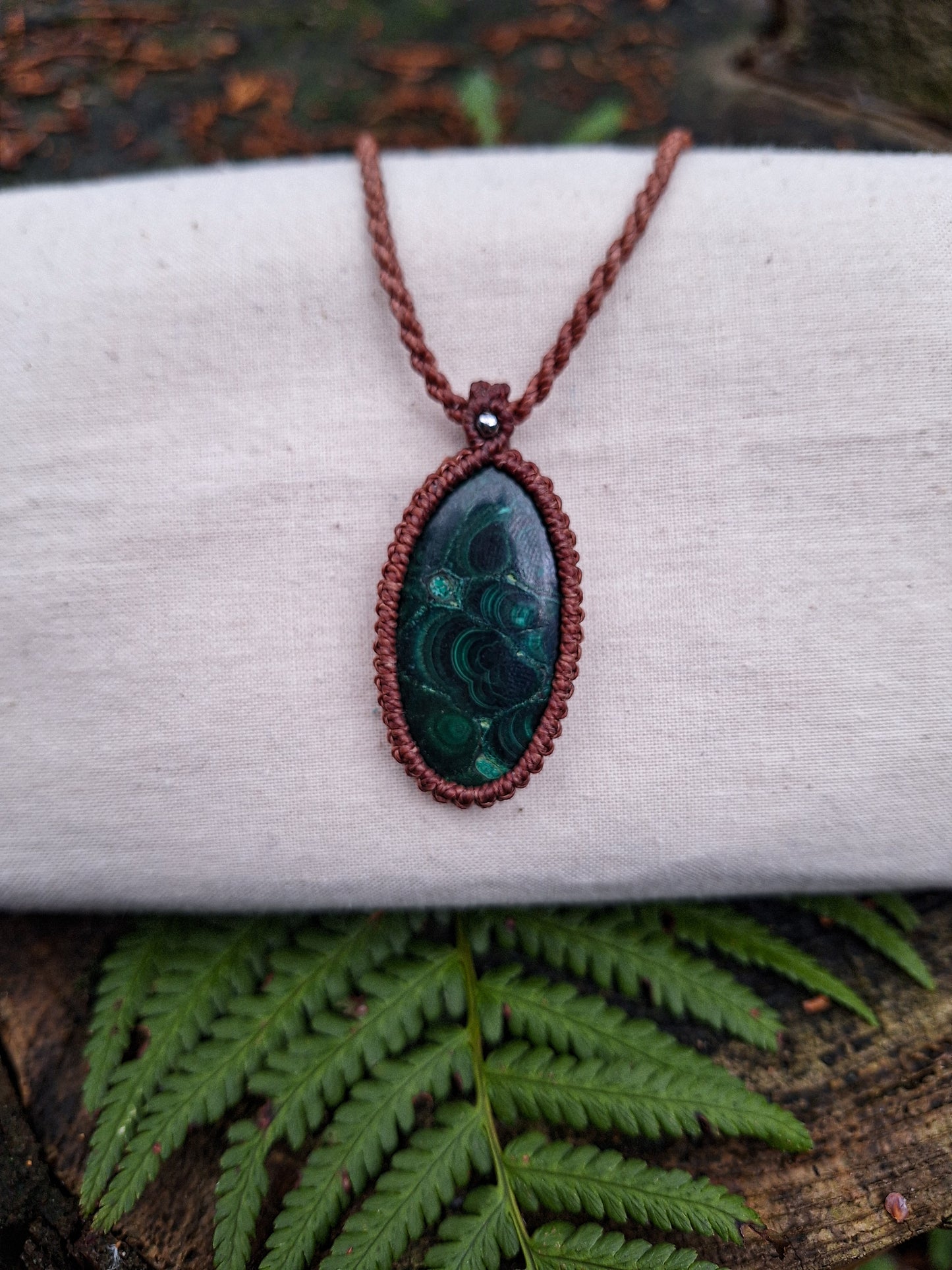 Forest Gem – Boho Macramé Choker Necklace with Malachite